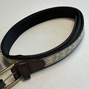 Heybo Outdoors Antlers Canvas Leather Belt Brown Tan Size 44 New